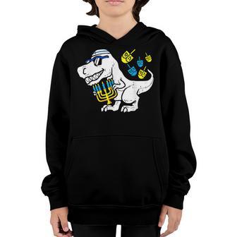 Cute Hanukkah T Rex Dinosaur Menorasaurus Chanukah Boys V3 Youth Hoodie - Thegiftio UK