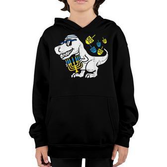 Cute Hanukkah T Rex Dinosaur Menorasaurus Chanukah Boys V4 Youth Hoodie - Thegiftio UK