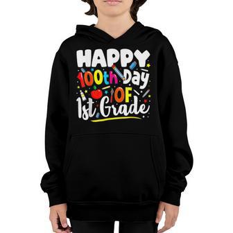 Cute Happy 100Th Day Of School 1St Grade Teacher Gift Youth Hoodie - Thegiftio UK