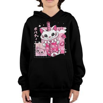 Cute Kawaii Cat Boba Bubble Milk Tea Anime Neko Girls Ns Youth Hoodie - Thegiftio UK