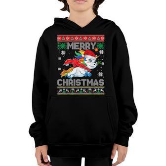 Cute Merry Christmas Xmas Girls Kids Toddler Santa Unicorn Youth Hoodie - Thegiftio UK