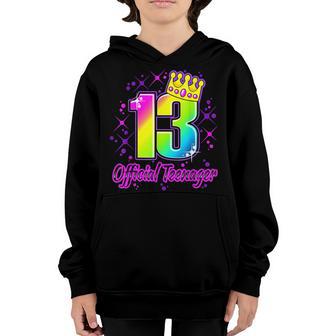 Cute Official Nager In Rainbow Colors 13Th Birthday Girl Youth Hoodie - Thegiftio UK