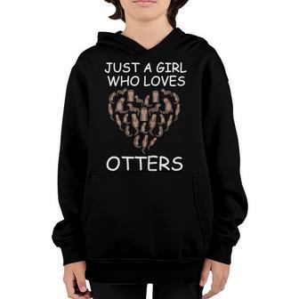 Cute Otter Heart - Just A Girl Who Loves Otters - Girls Gift Youth Hoodie - Thegiftio UK