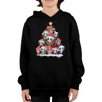 Cute Panda Puppy Christmas Tree For Women Girls Xmas Pjs V2 Youth Hoodie - Thegiftio UK