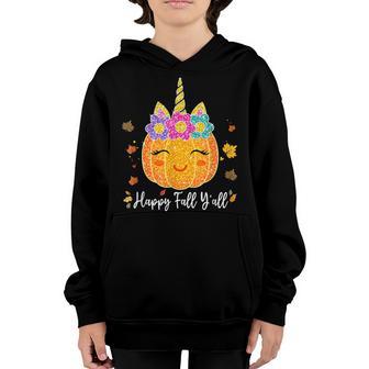 Cute Pumpkin Unicorn Halloween Thanksgiving For Girls Youth Hoodie - Thegiftio UK