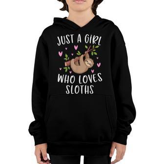 Cute Sloth For Girls Just A Girl Who Loves Sloths Youth Hoodie - Thegiftio UK