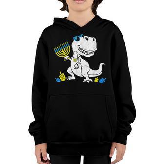 Cute T Rex Dinosaur Menorasaurus Hanukkah Chanukah Boys Youth Hoodie - Thegiftio UK