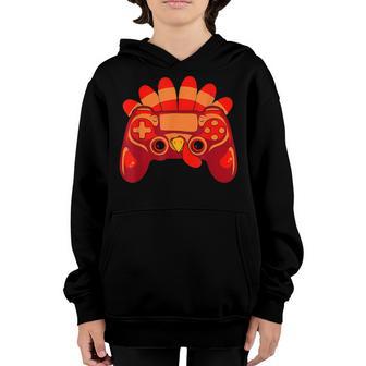 Cute Thanksgiving Gamer Turkey Gaming Controller Kids Boys Youth Hoodie - Thegiftio UK