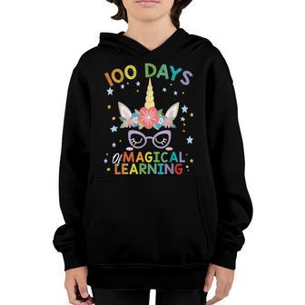Cute Unicorn 100 Days Of Magical Learning 100Th Day School Youth Hoodie - Thegiftio UK