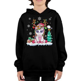 Cute Unicorn Christmas Kid Girls Women Deer Santa Xmas Youth Hoodie - Thegiftio UK