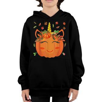 Cute Unicorn Pumpkin For Kids Halloween Thanksgiving V3 Youth Hoodie - Thegiftio UK