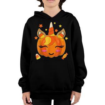Cute Unicorn Pumpkin Girls Funny Halloween Thanksgiving 2022 Youth Hoodie - Thegiftio UK