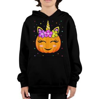 Cute Unicorn Pumpkin Girls Kids Funny Halloween Costume V2 Youth Hoodie - Thegiftio UK