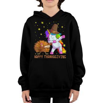 Cute Unicorn Thanksgiving For Girls Pilgrim Hat Turkey V2 Youth Hoodie - Thegiftio UK