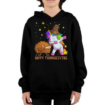 Cute Unicorn Thanksgiving For Girls Pilgrim Hat Turkey Youth Hoodie - Thegiftio UK