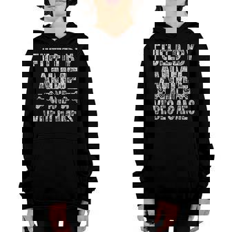 Cute Video Gamer Gift Funny Fueled By Anime And Video Games Youth Hoodie - Thegiftio