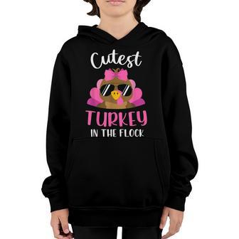 Cutest Turkey In The Flock Thanksgiving Toddler Girls Kids Youth Hoodie - Thegiftio UK