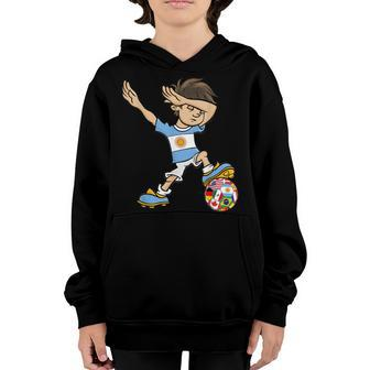 Dabbing Boy Argentina Soccer Jersey National Flag Youth Hoodie | Mazezy