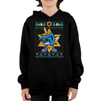 Dabbing Dreidel Funny Ugly Hanukkah Sweater Boys Kids Youth Hoodie - Thegiftio UK