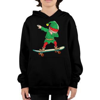 Dabbing Elf Skateboarding Kids Boys Skateboarder Christmas V3 Youth Hoodie - Thegiftio UK