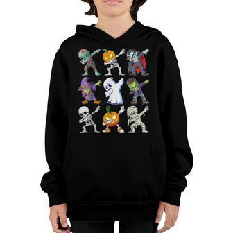 Dabbing Halloween Boys Skeleton Scary Pumpkin Dab Kids Youth Hoodie - Thegiftio UK