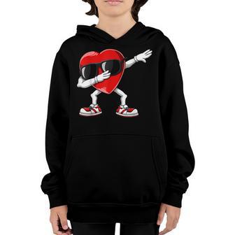 Dabbing Heart Funny Toddler Girls Kids Boys Valentines Day Youth Hoodie - Thegiftio UK