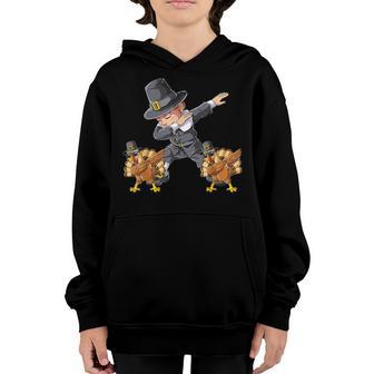 Dabbing Pilgrim Turkey Thanksgiving Day Boys Men Funny Dab V2 Youth Hoodie - Thegiftio UK
