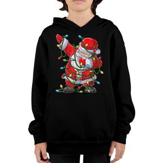 Dabbing Santa Christmas Tree Lights Xmas Gifts Boys Kids Dab V7 Youth Hoodie - Thegiftio UK