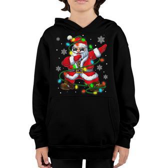 Dabbing Santa Claus Christmas Tree Lights Boys Kids V2 Youth Hoodie - Thegiftio UK