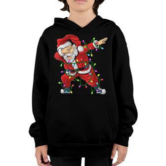 Dabbing Santa Claus Christmas Tree Lights Kids Boys Girls Youth Hoodie - Thegiftio UK