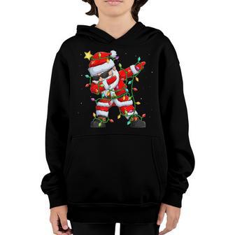 Dabbing Santa Claus Christmas Tree Lights Matching Xmas Boys Youth Hoodie - Thegiftio UK