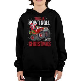 Dabbing Santa Claus Monster Truck Boys Christmas Xmas Truck V2 Youth Hoodie - Thegiftio UK