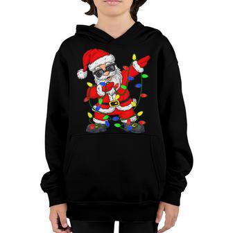 Dabbing Santa Claus Tree Lights Christmas Boys Kids Dab Youth Hoodie - Thegiftio UK
