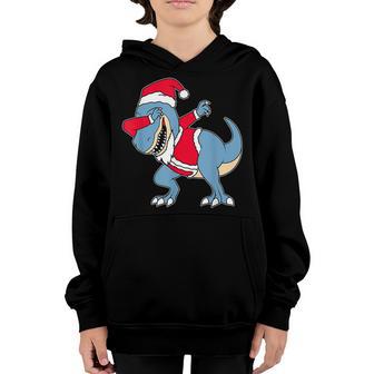 Dabbing Santa Claus Trex Christmas Dinosaur Boys Xmas Youth Hoodie - Thegiftio UK
