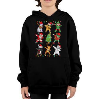 Dabbing Santa Elf Friends Christmas Lights Boys Girls Men Youth Hoodie - Thegiftio UK