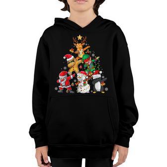 Dabbing Santa Elf Friends Christmas Tree Lights Boys Men Dad Youth Hoodie - Thegiftio UK