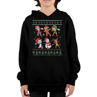 Dabbing Santa Elf Friends Christmas Ugly Boys Men Funny Xmas Youth Hoodie - Thegiftio UK