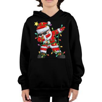 Dabbing Santa For Boys Girls Christmas Tree Lights V13 Youth Hoodie - Thegiftio UK
