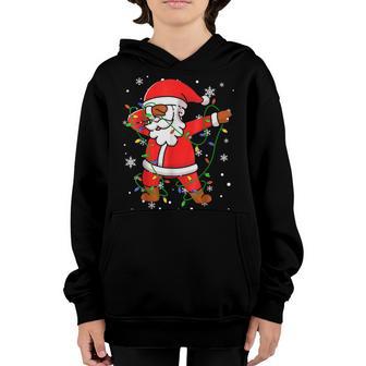 Dabbing Santa For Boys Girls Christmas Tree Lights V7 Youth Hoodie - Thegiftio UK