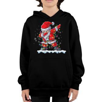 Dabbing Santa For Boys Girls Christmas Tree Lights Youth Hoodie - Thegiftio UK