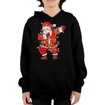 Dabbing Santa Xmas Lights Funny Christmas Boys Girls Men V2 Youth Hoodie - Thegiftio UK