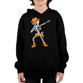 Dabbing Skeleton Cowboy Hat Halloween Kids Dab V2 Youth Hoodie - Thegiftio UK