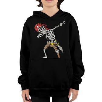 Dabbing Skeleton Pirate Halloween Kids Jolly Roger Pirate Youth Hoodie | Mazezy