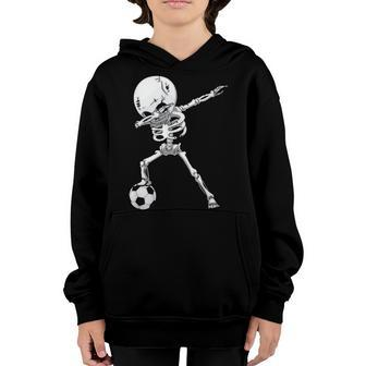 Dabbing Skeleton Soccer Funny Halloween Boys Kids Men Gifts Youth Hoodie - Thegiftio UK