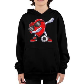 Dabbing Soccer Ball Heart Valentines Day Men Boys Kids Youth Hoodie - Thegiftio UK