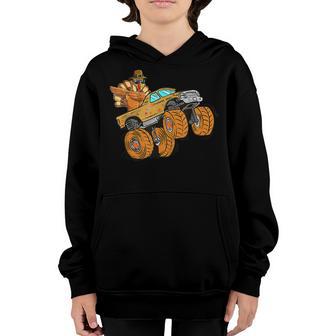 Dabbing Turkey Riding Monster Truck Thanksgiving Boys Kids V2 Youth Hoodie - Thegiftio UK