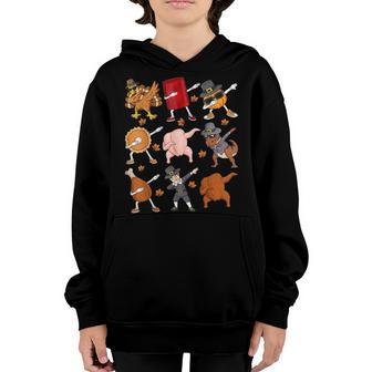 Dabbing Turkey T Rex Pilgrim Thanksgiving Boys Kid Funny Dab V2 Youth Hoodie - Thegiftio UK