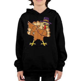 Dabbing Turkey Thanksgiving Day Pilgrim Boys Girls Funny Dab V5 Youth Hoodie - Thegiftio UK