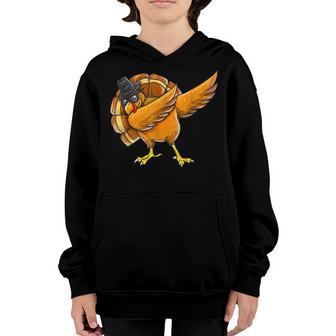 Dabbing Turkey Thanksgiving Day Pilgrim Boys Girls Funny Dab V6 Youth Hoodie - Thegiftio UK