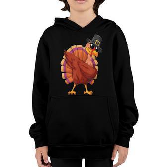 Dabbing Turkey Thanksgiving Day Pilgrim Boys Girls Funny Dab V9 Youth Hoodie - Thegiftio UK